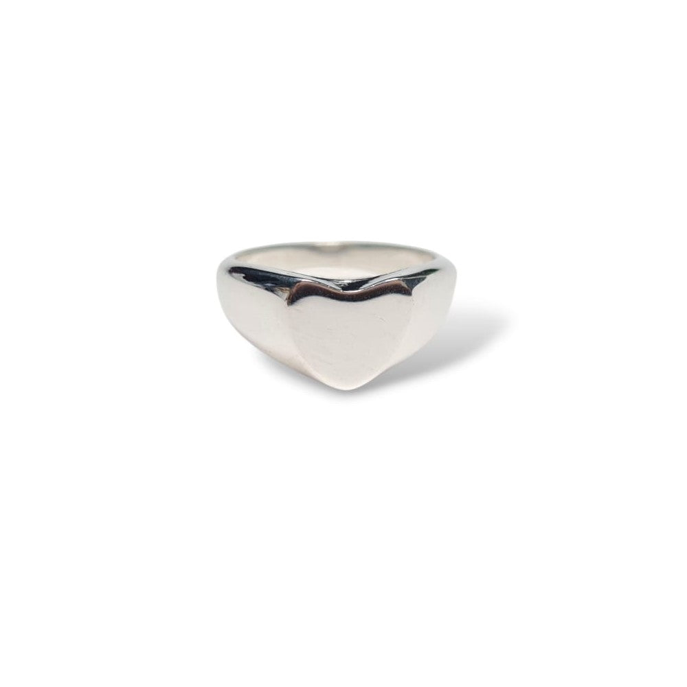 Signet Heart Silver Ring