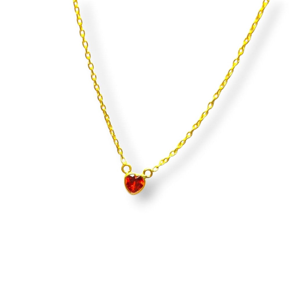 Red Heart Necklace Silver