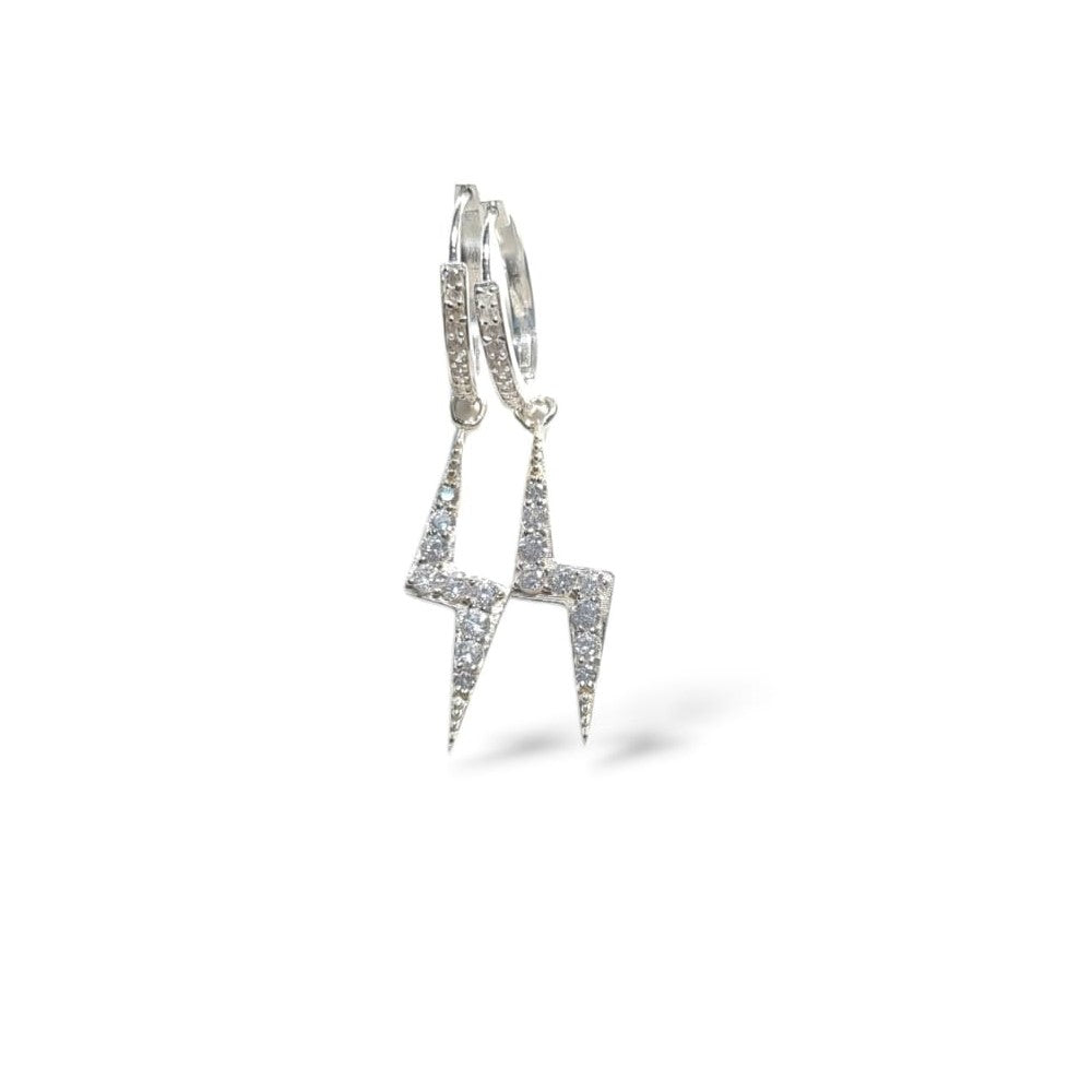 Lightning Bolt Pave Huggie Hoops