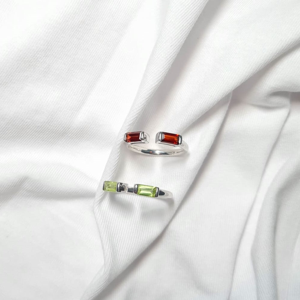Open Baguette Garnet Ring