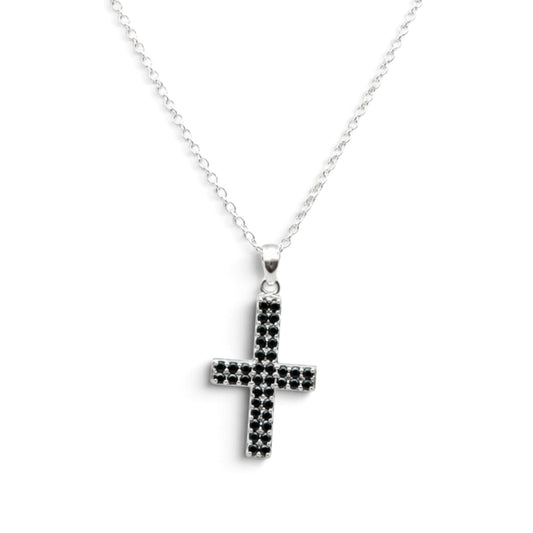 Pave Double Cross Necklace