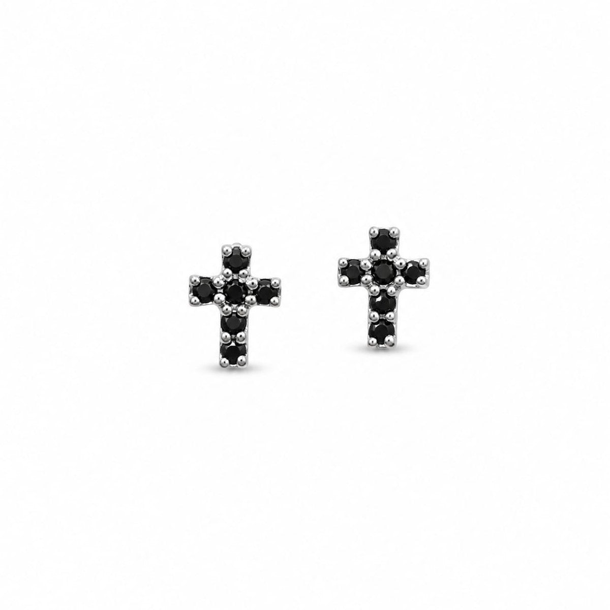 Mini Black Cross Studs