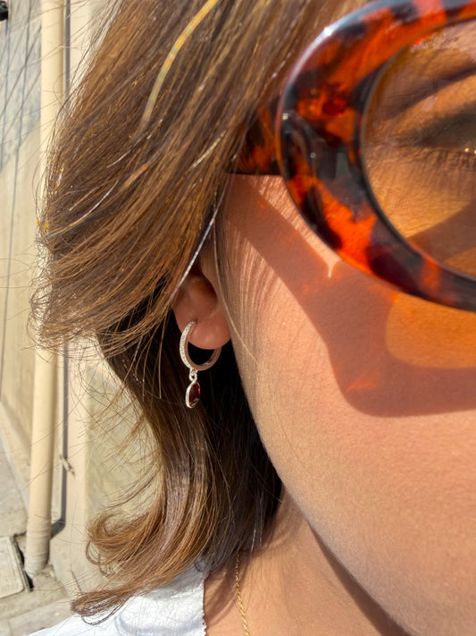 Marquise Dangle Hoop Earrings- 925 Silver