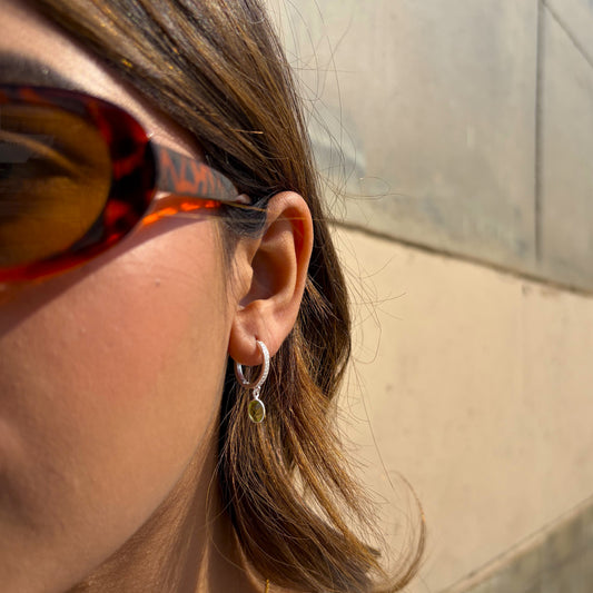 Oval Dangle Hoop Earrings- 925 Silver
