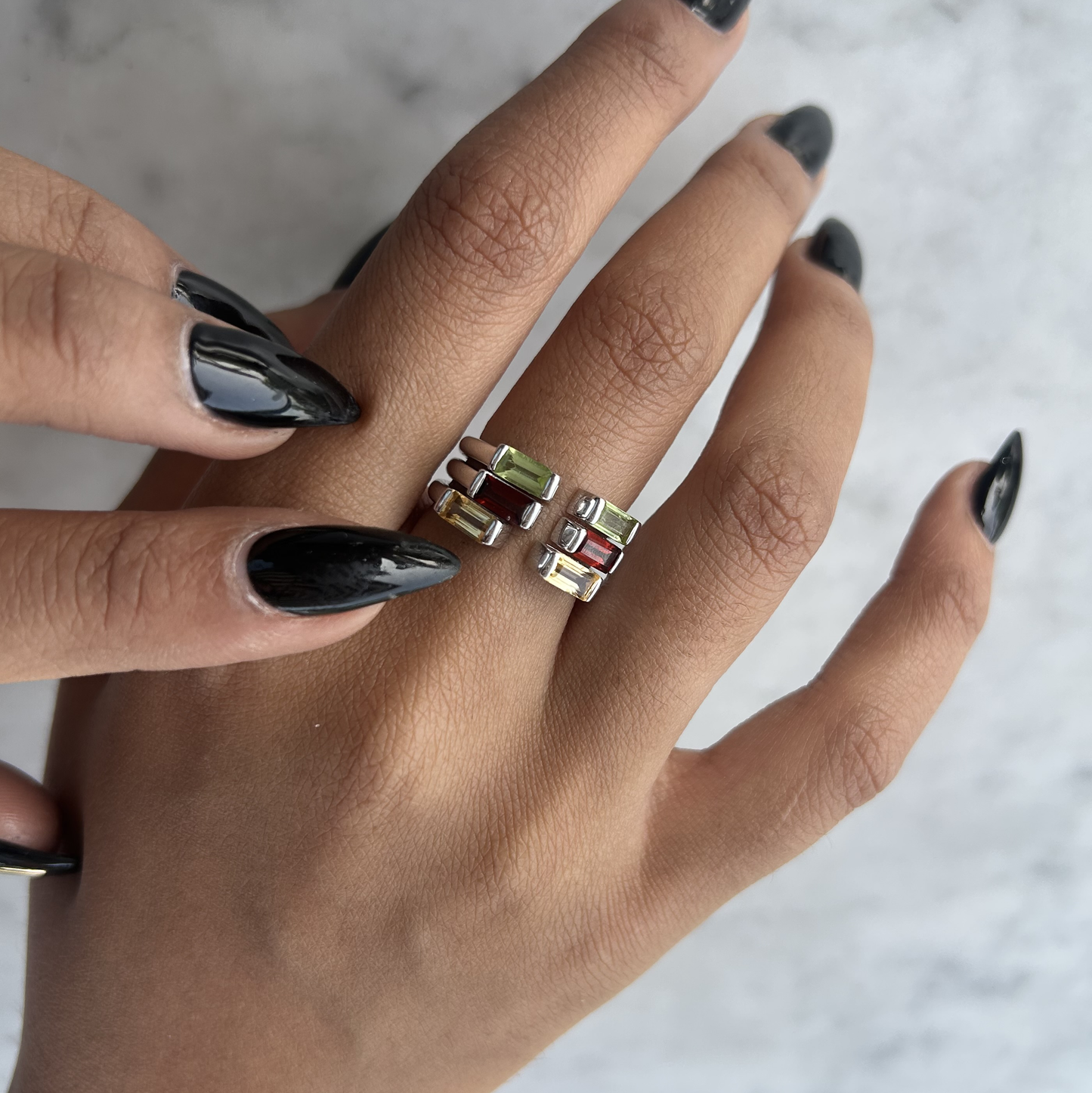 Baguette Open BirthColor Ring