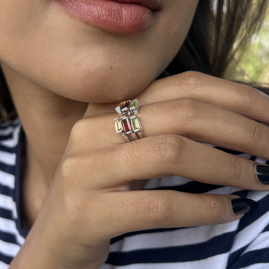 Baguette Open BirthColor Ring