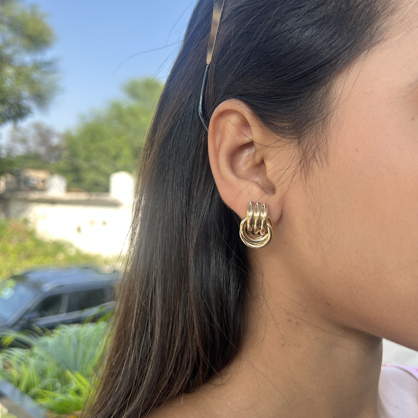 Triple Knot Earrings Silver