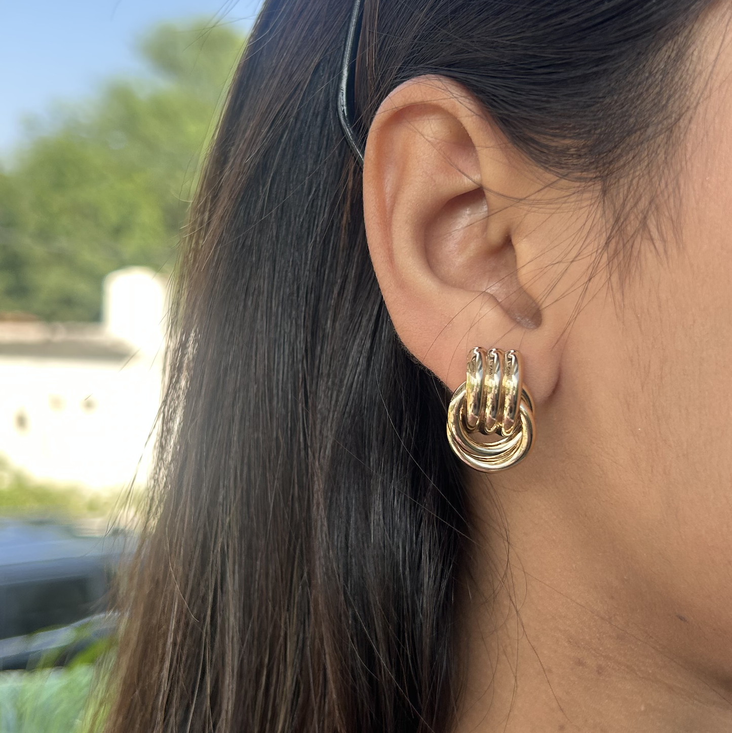 Triple Knot Earrings Silver