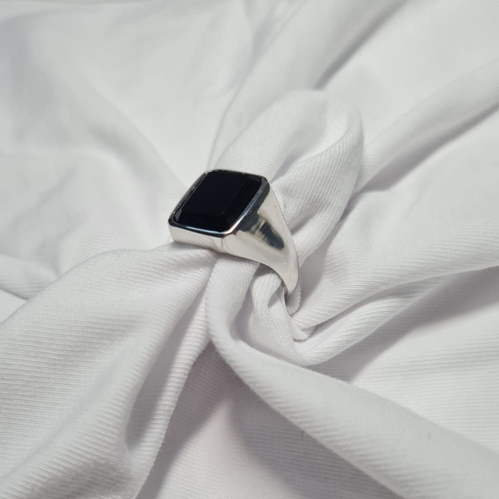 Men's Black Signet Ring