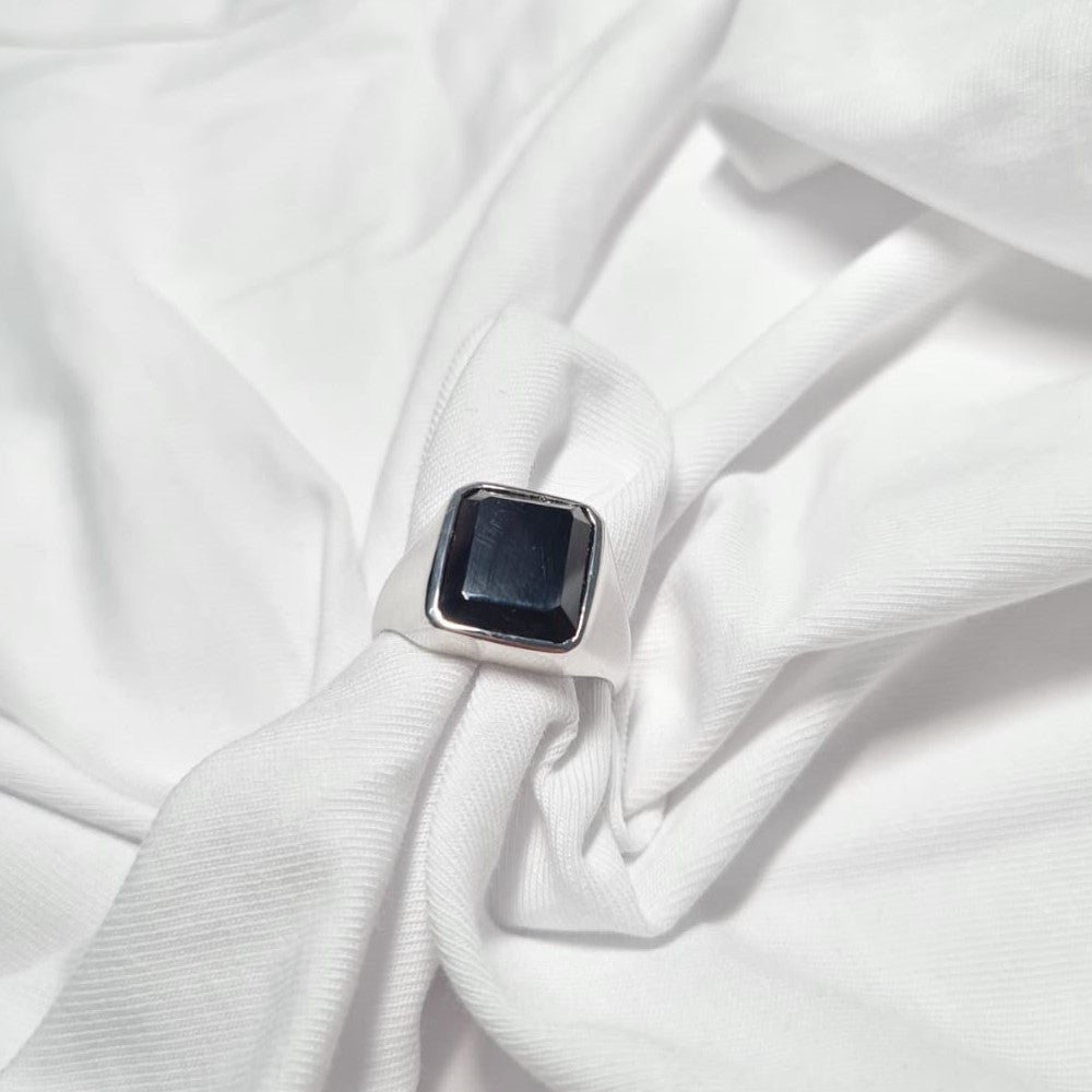 Men's Black Signet Ring