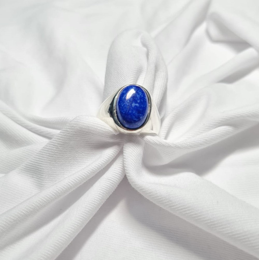 Men's Blue Oval Statement Ring