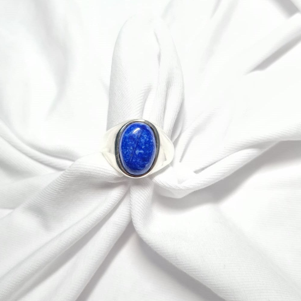 Men's Blue Oval Statement Ring