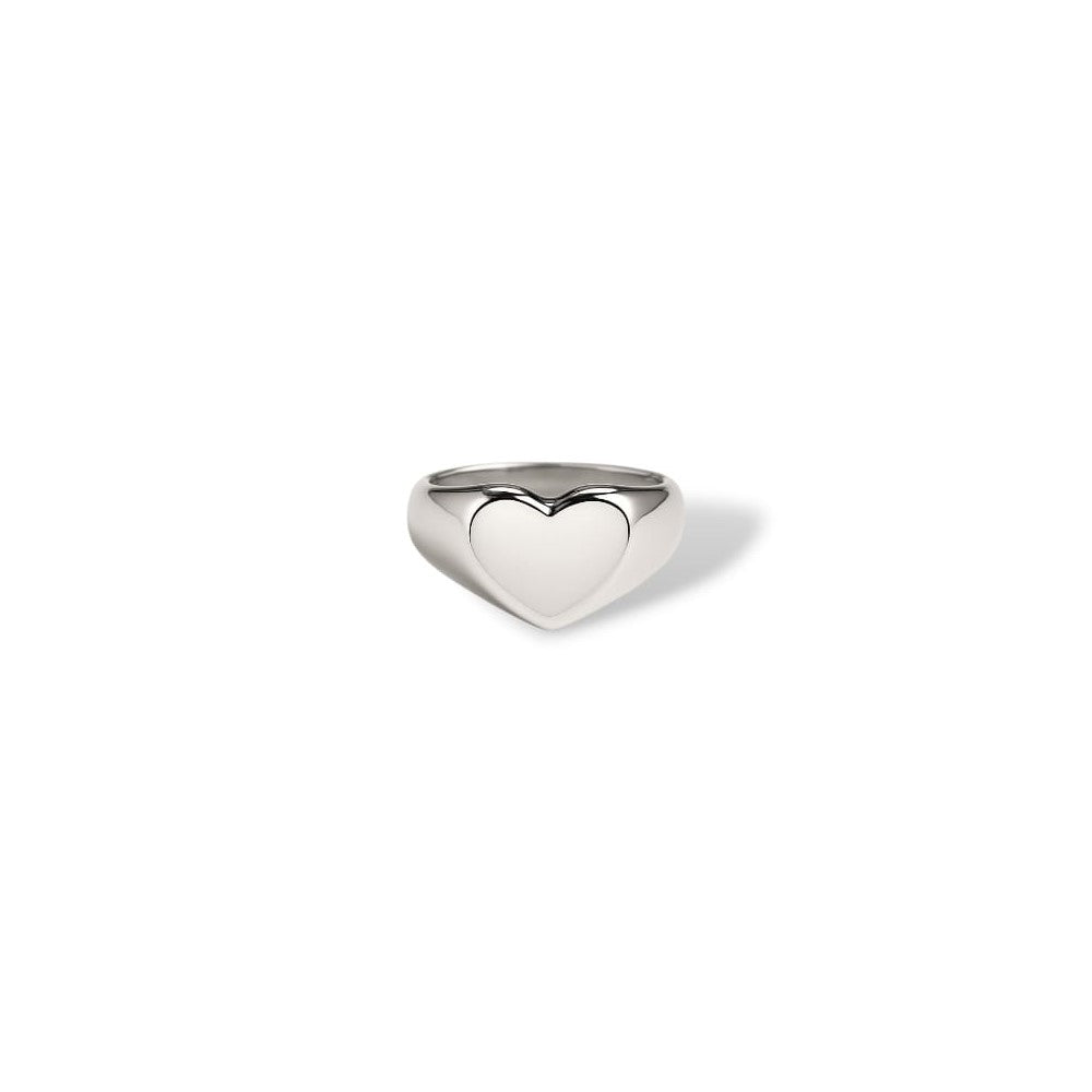 Signet Heart Silver Ring