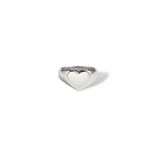 Signet Heart Silver Ring