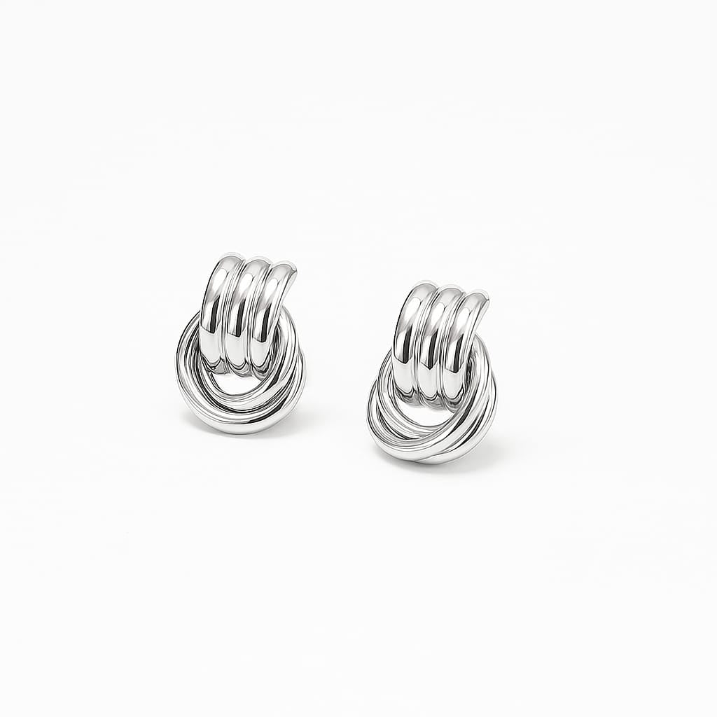 Triple Knot Earrings Silver