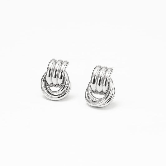 Triple Knot Earrings Silver