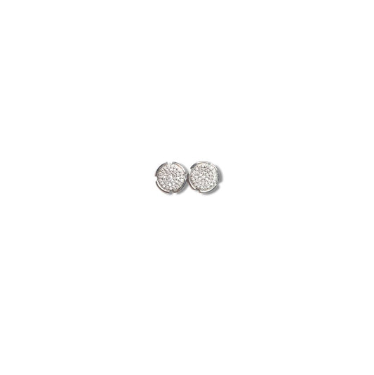 Pave Button Studs Silver
