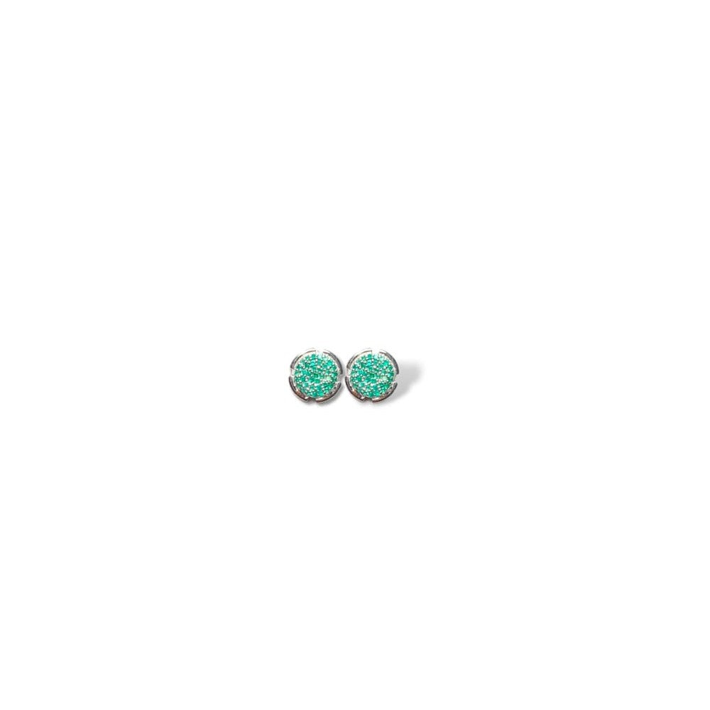 Pave Button Studs Silver