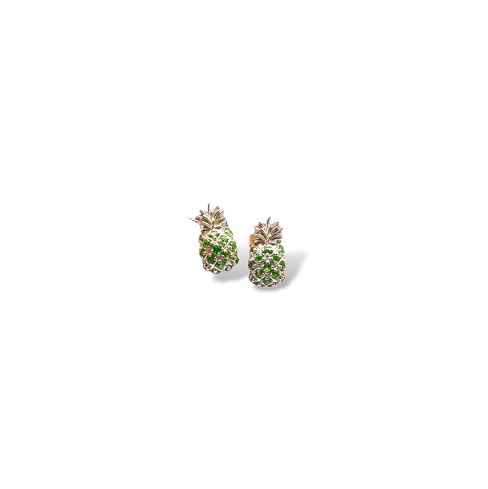 Green Pineapple Silver Stud