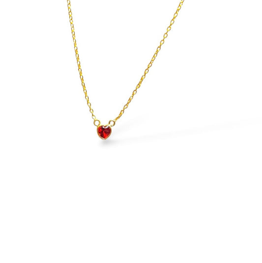 Red Heart Necklace Silver