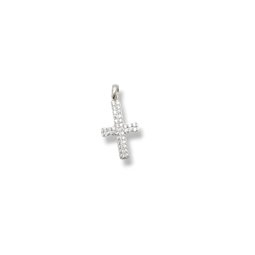 Pave Double Cross Necklace