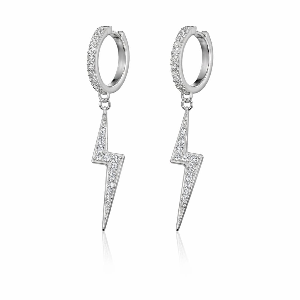 Lightning Bolt Pave Huggie Hoops