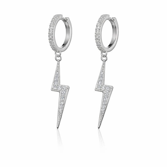 Lightning Bolt Pave Huggie Hoops