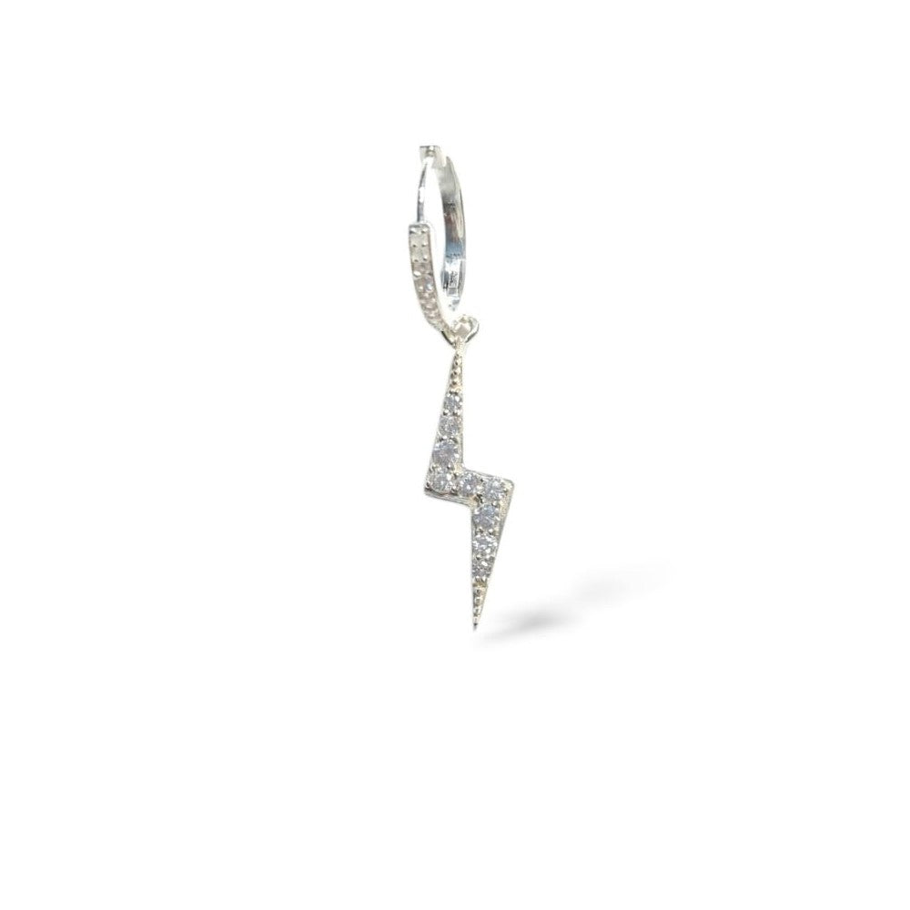 Lightning Bolt Pave Huggie Hoops