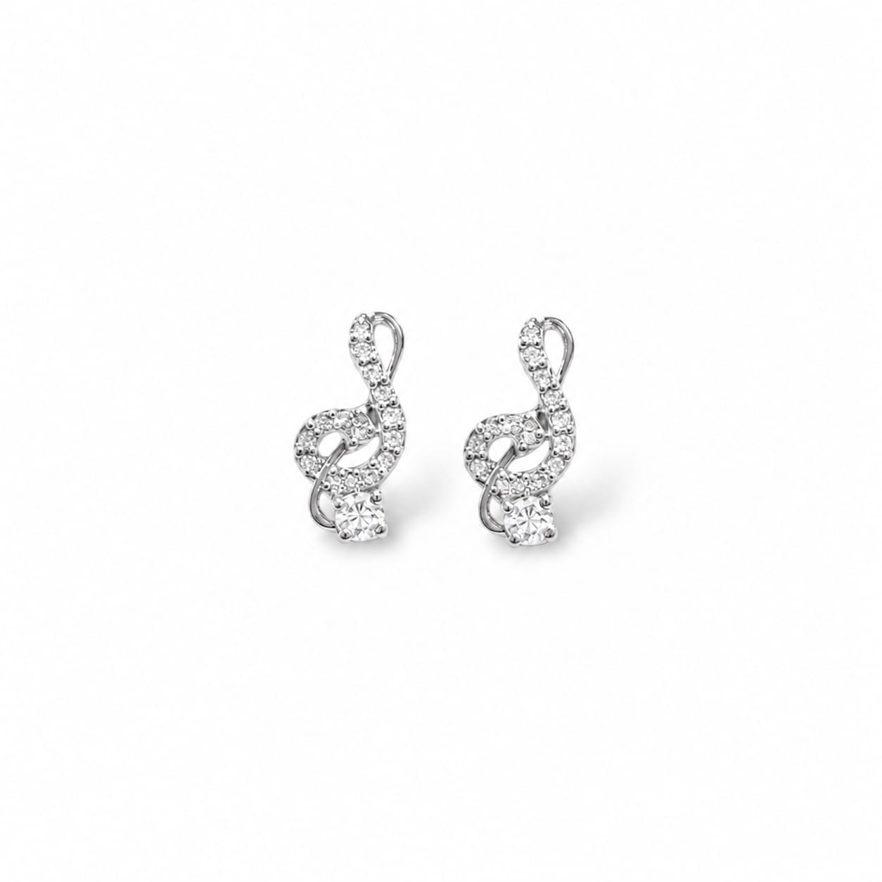 Music Note Silver Stud