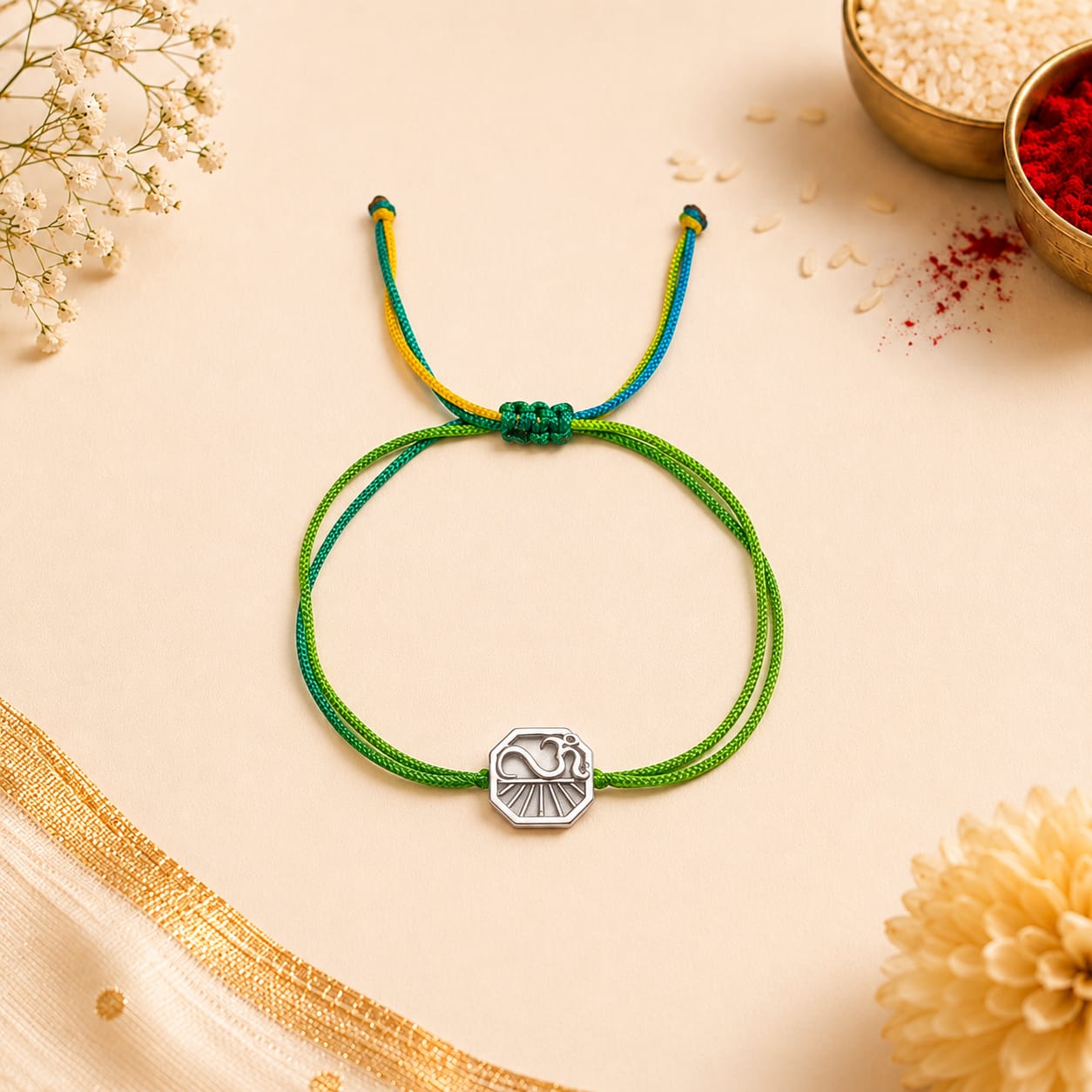 OM Convertible Silver Rakhi