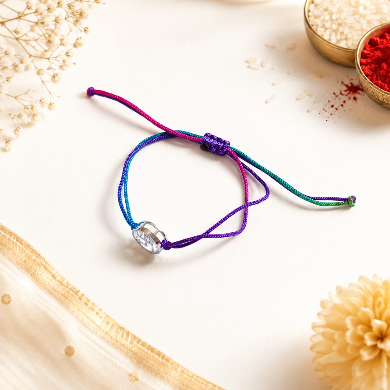 Swastik Convertible Silver Rakhi
