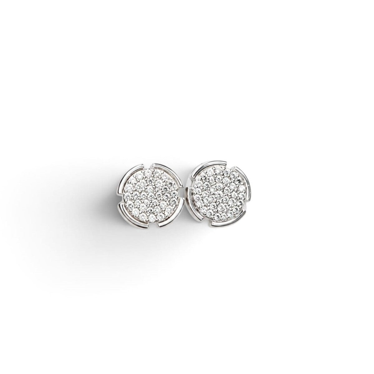 Pave Button Studs Silver