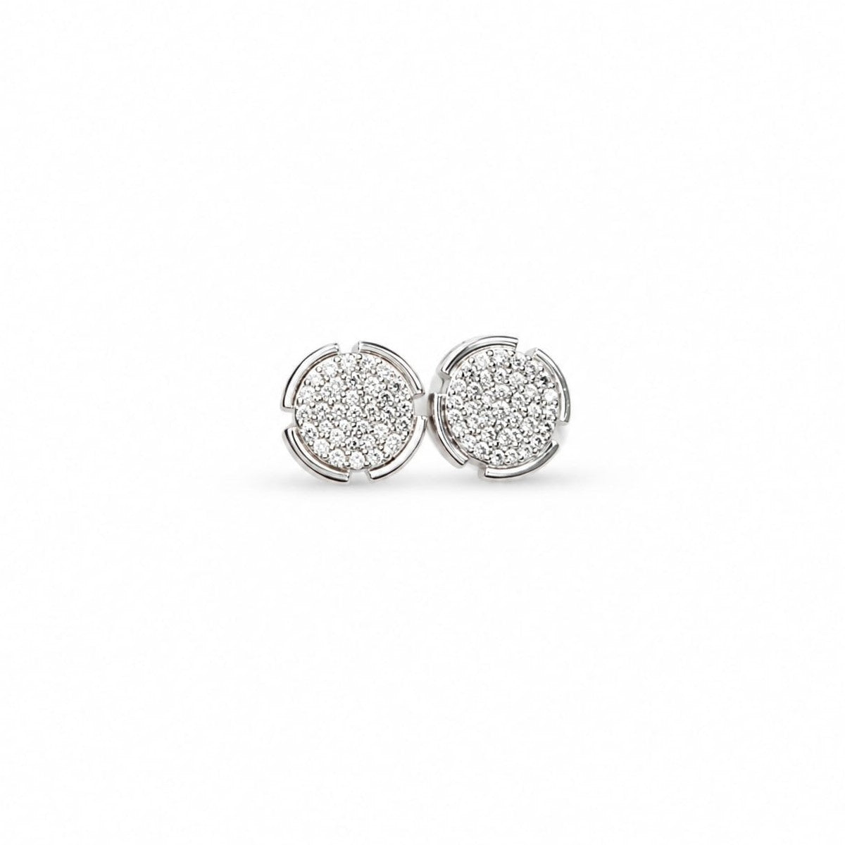 Pave Button Studs Silver
