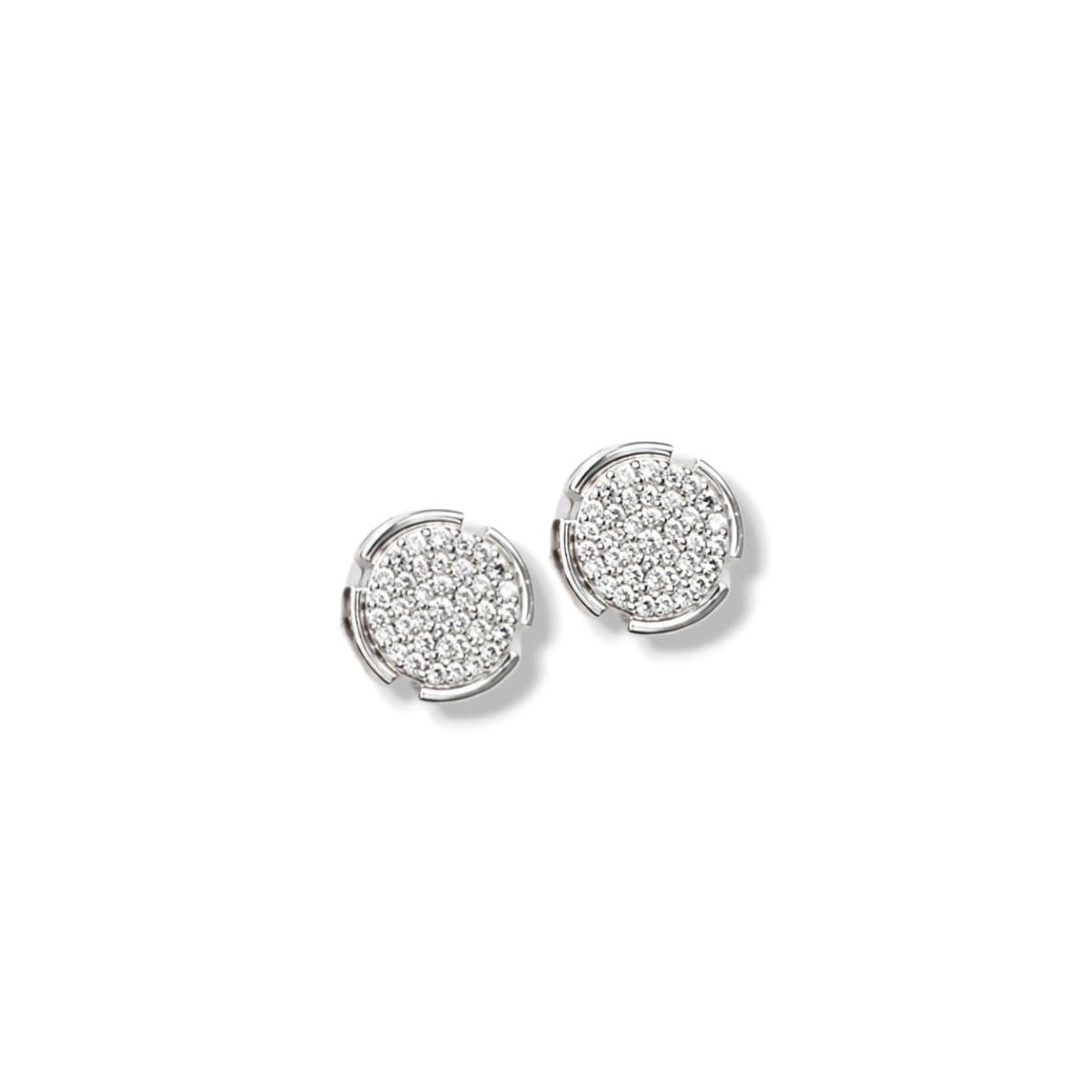 Pave Button Studs Silver