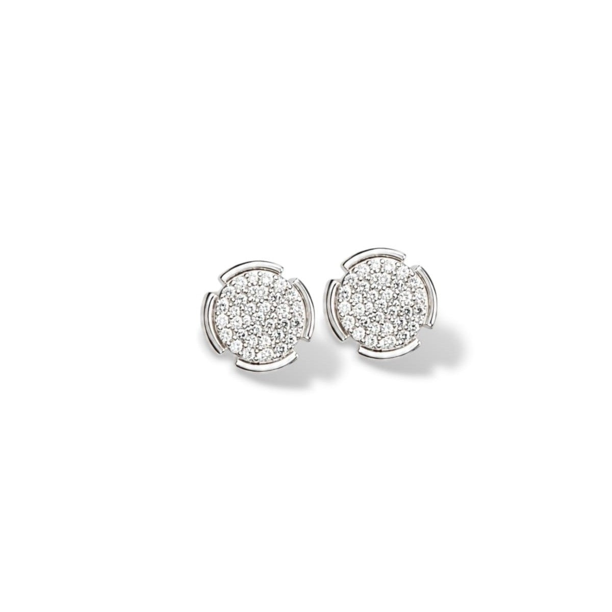 Pave Button Studs Silver