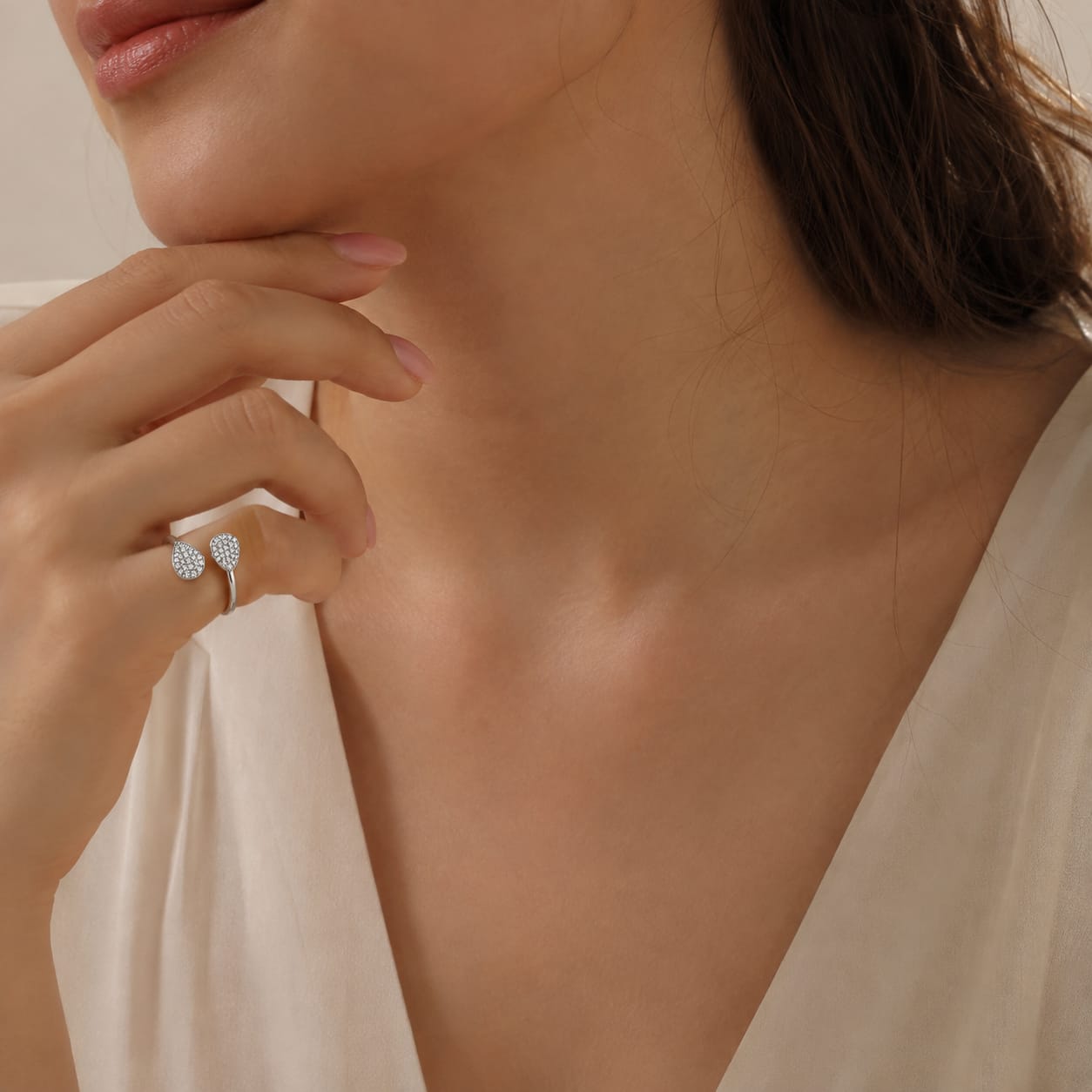 Duo Drop Pave Ring