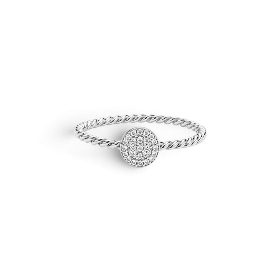 Twisted Round Pave Ring