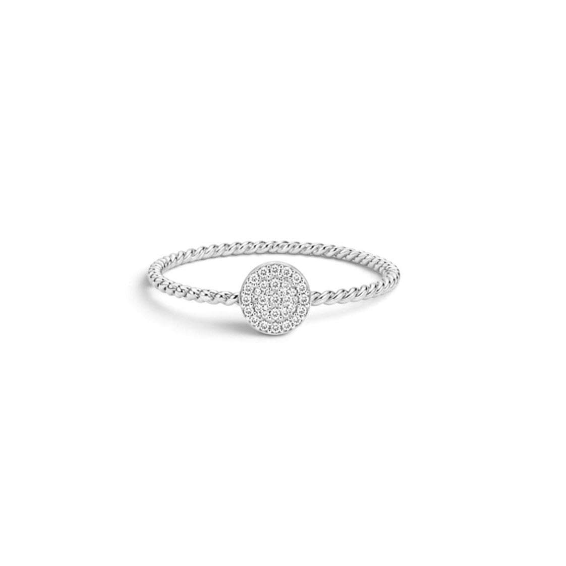 Twisted Round Pave Ring