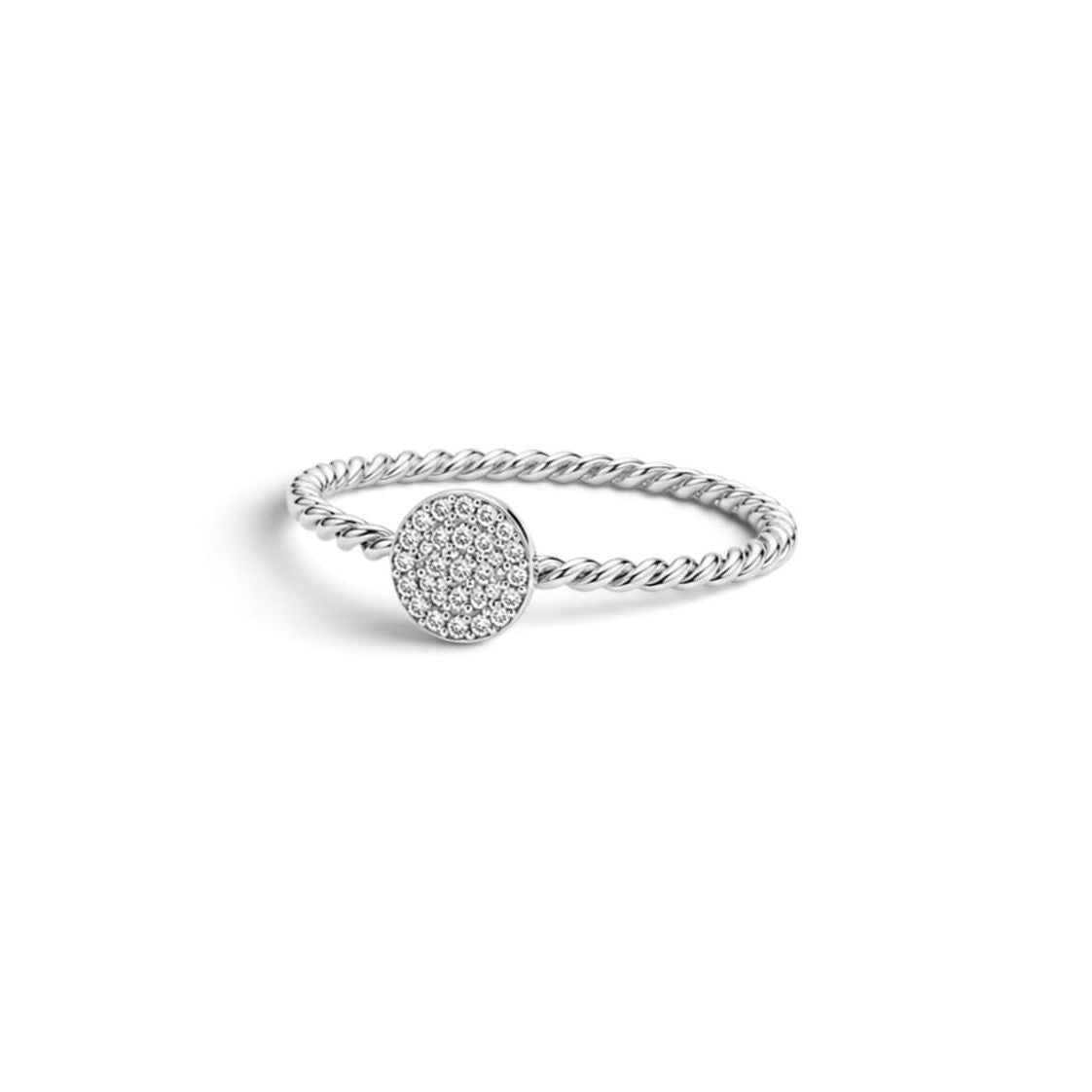 Twisted Round Pave Ring