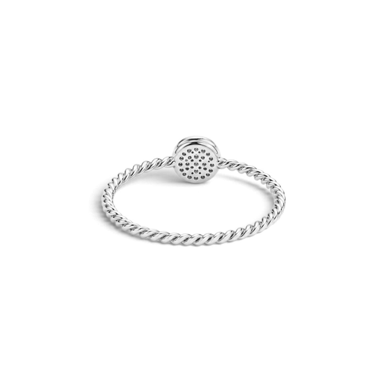 Twisted Round Pave Ring