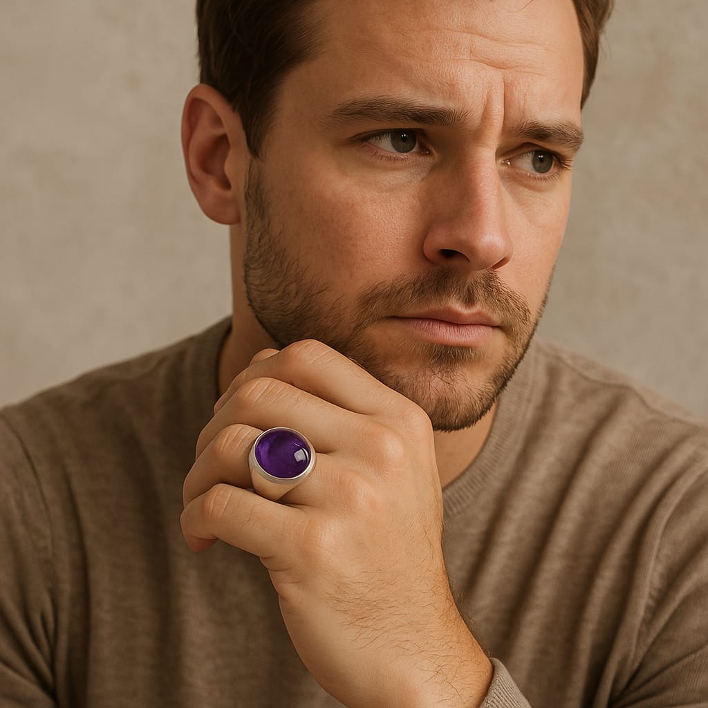 Men's Purple Oval Statement Ring