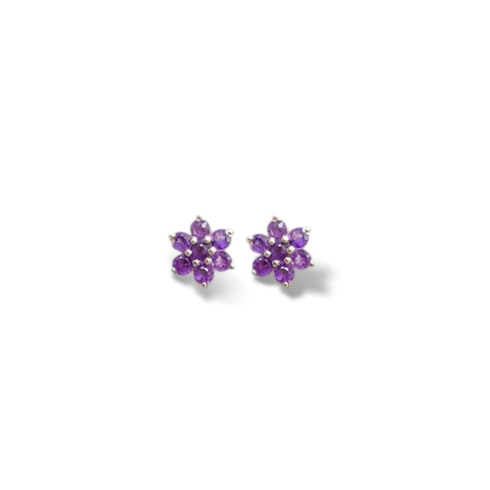 Floral Birthcolor Studs Silver