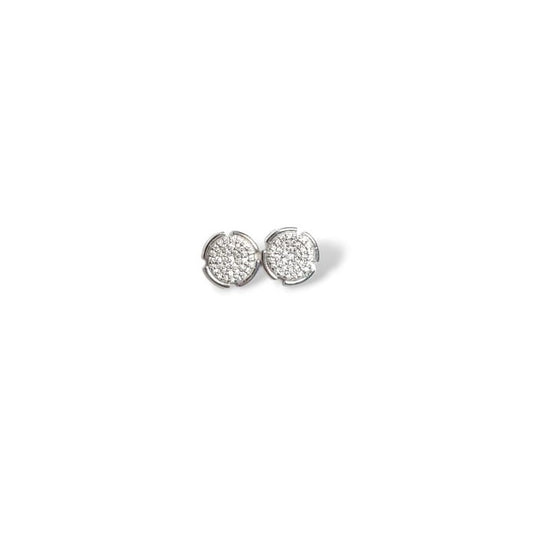 Pave Button Studs Silver