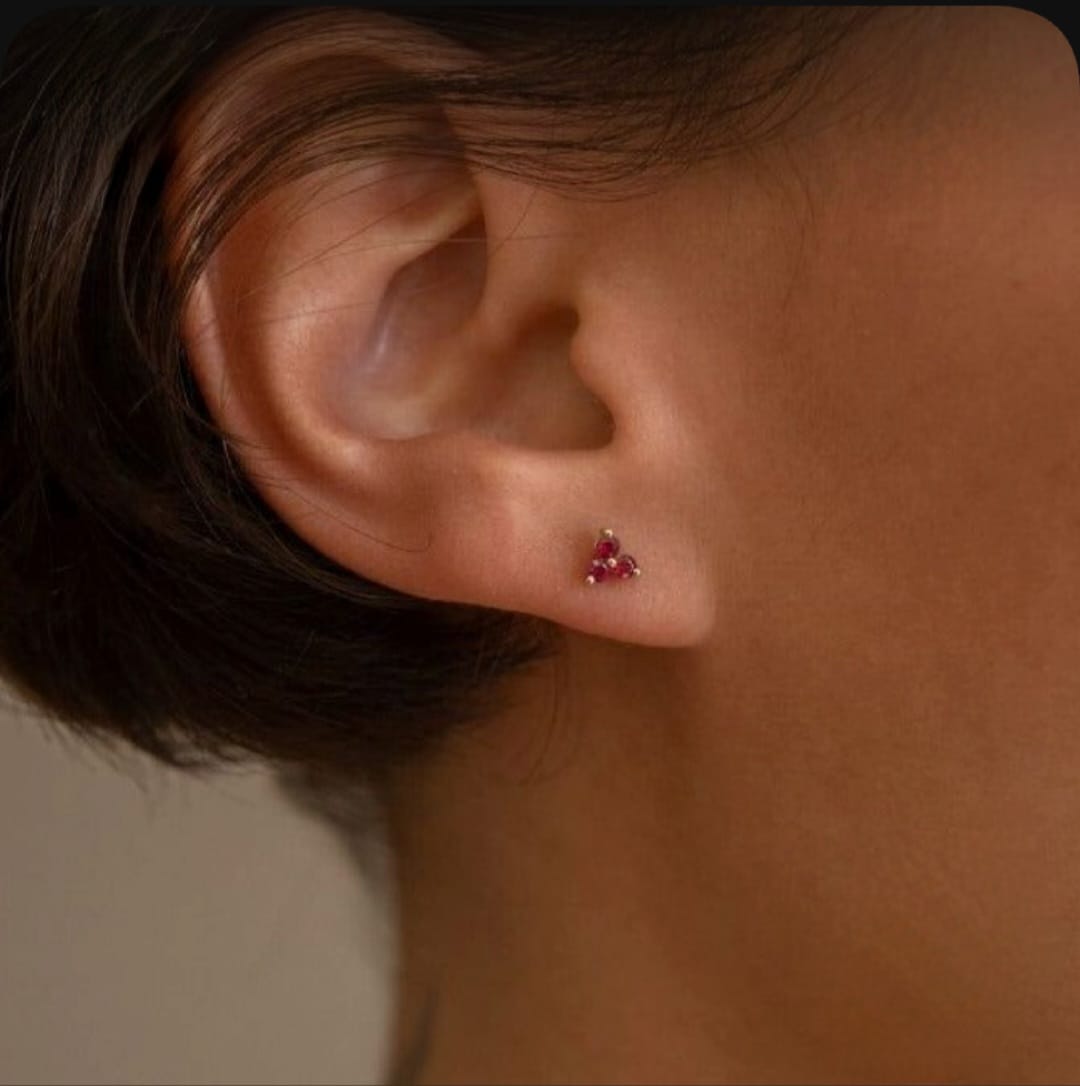 Three Dot Birthcolor Micro Earrings