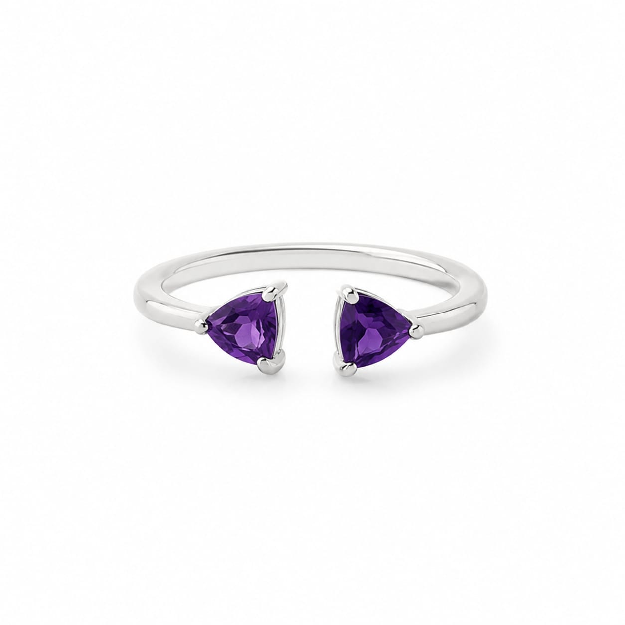 Open Trillion Amethyst Ring