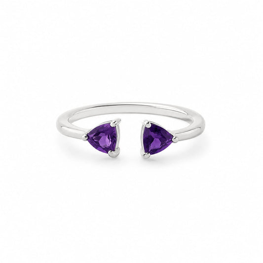 Open Trillion Amethyst Ring