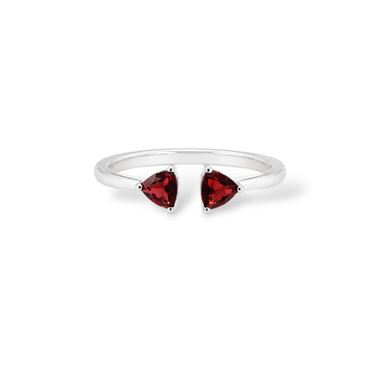 Open Trillion Garnet Ring