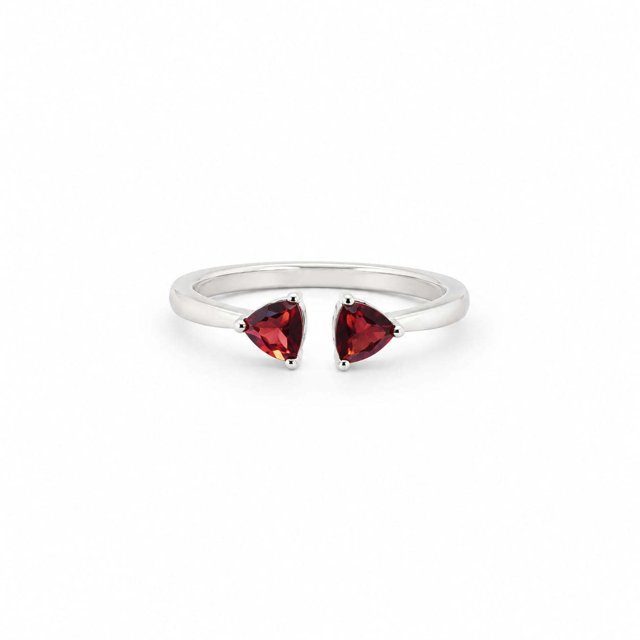 Open Trillion Garnet Ring