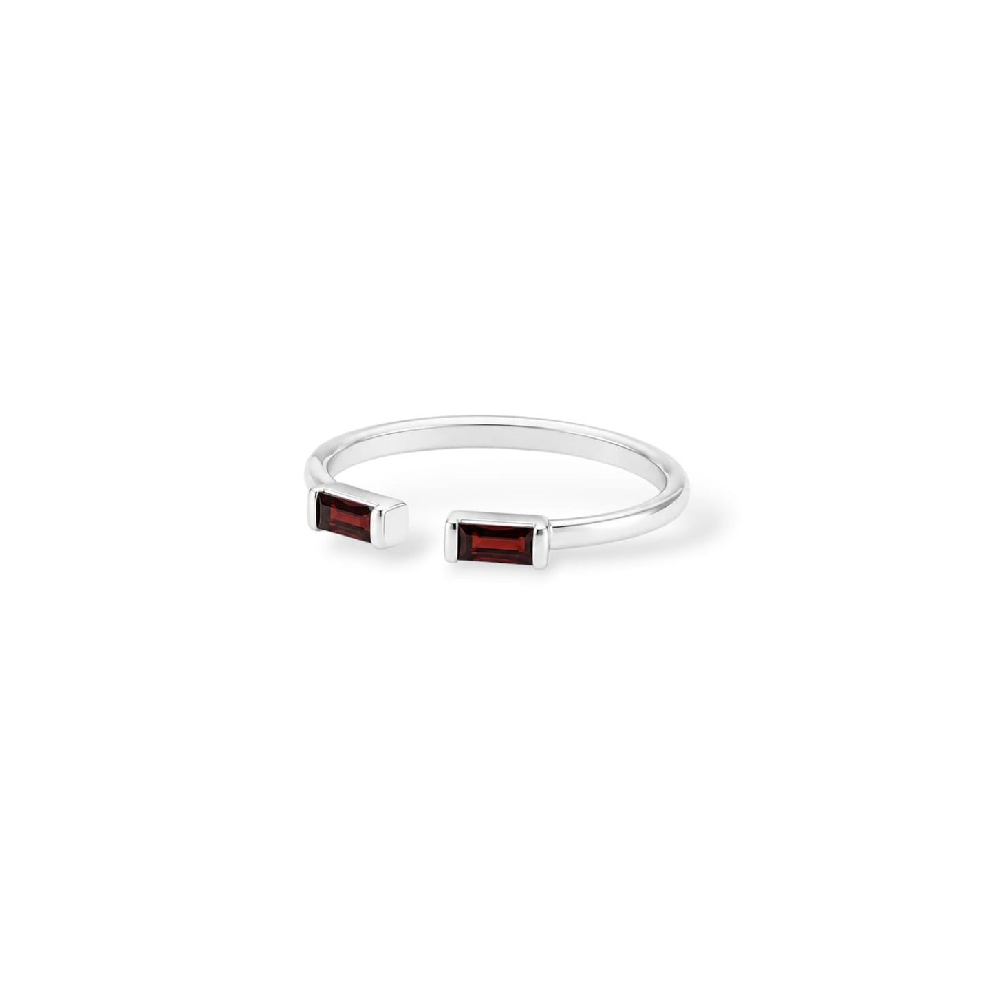Open Baguette Garnet Ring
