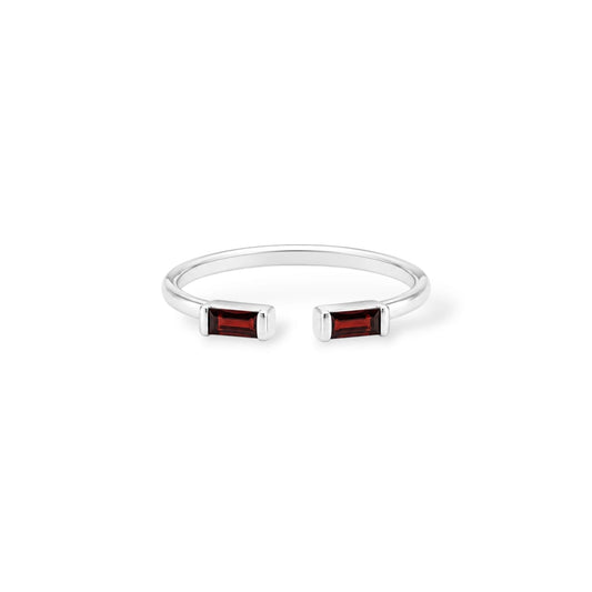 Open Baguette Garnet Ring